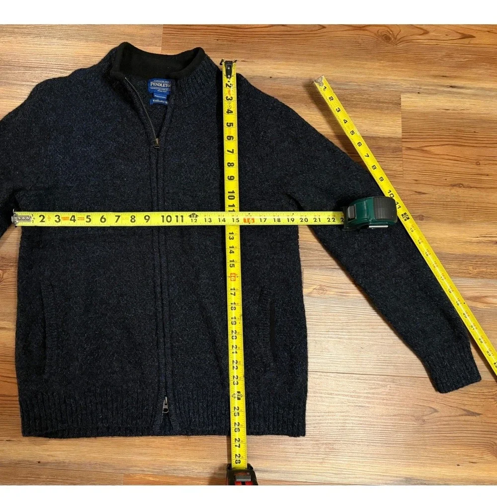Pendleton Mens Washable Wool Full Zip Sweater Mock Neck Gray Marl Size M
